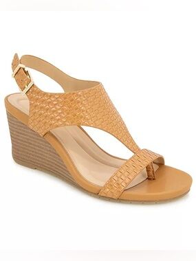Kenneth Cole Reaction Greatly Thong Almond Toe Wedge Sandals 9.5
